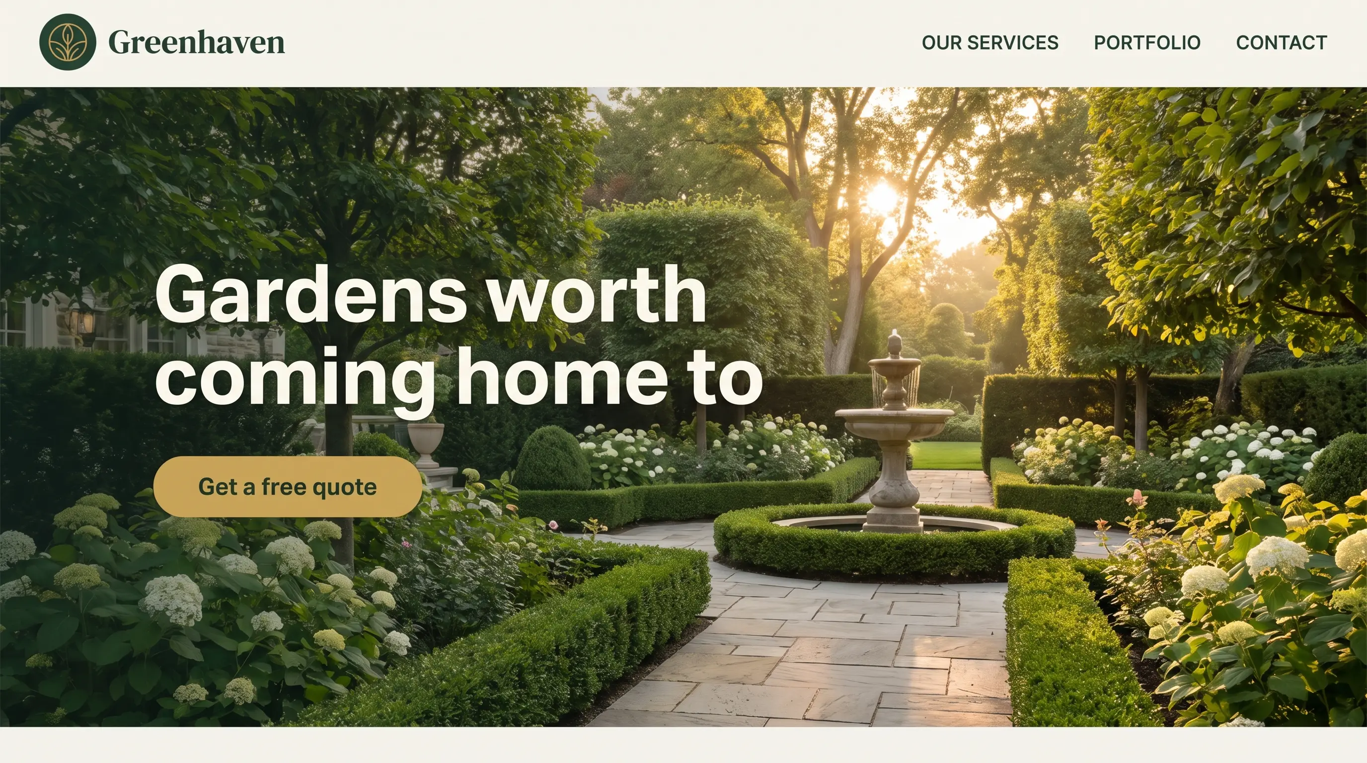 Sample website design — Tree & Garden Services