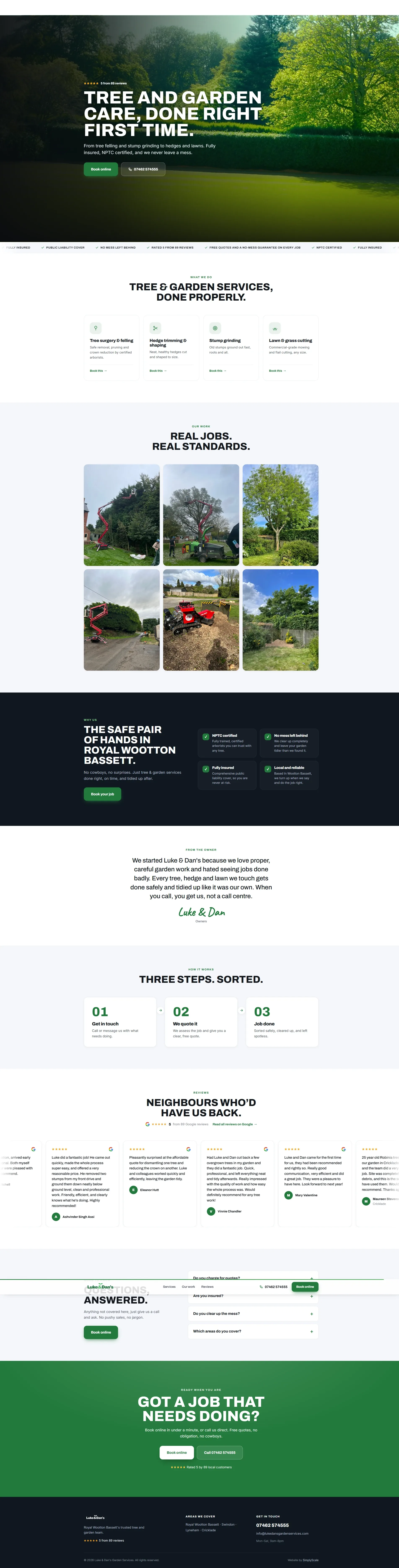 Luke & Dan's Garden Services website — Tree & Garden Services