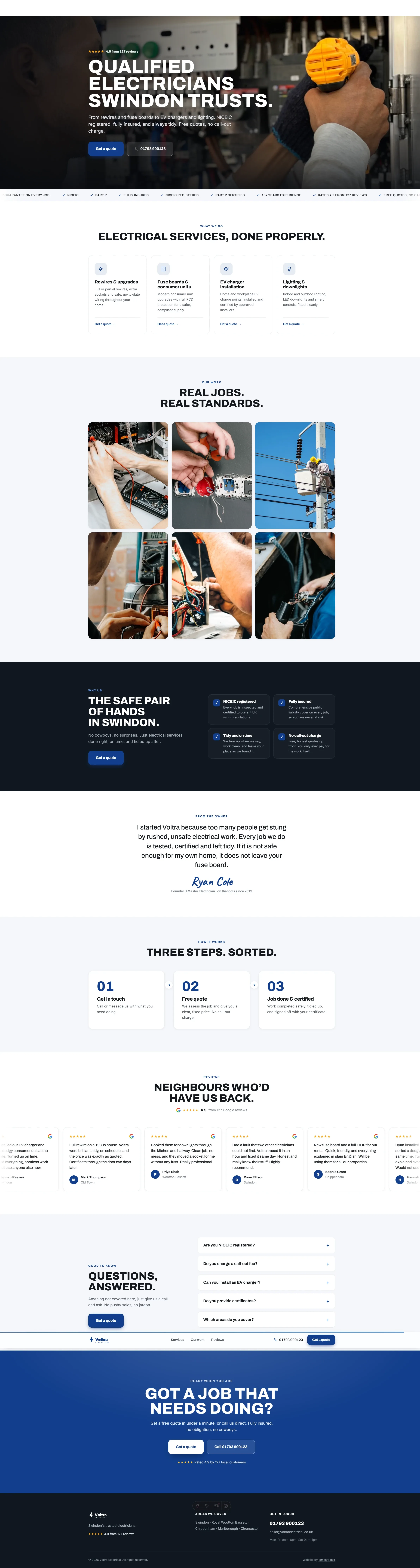 Voltra Electrical website — Electrician
